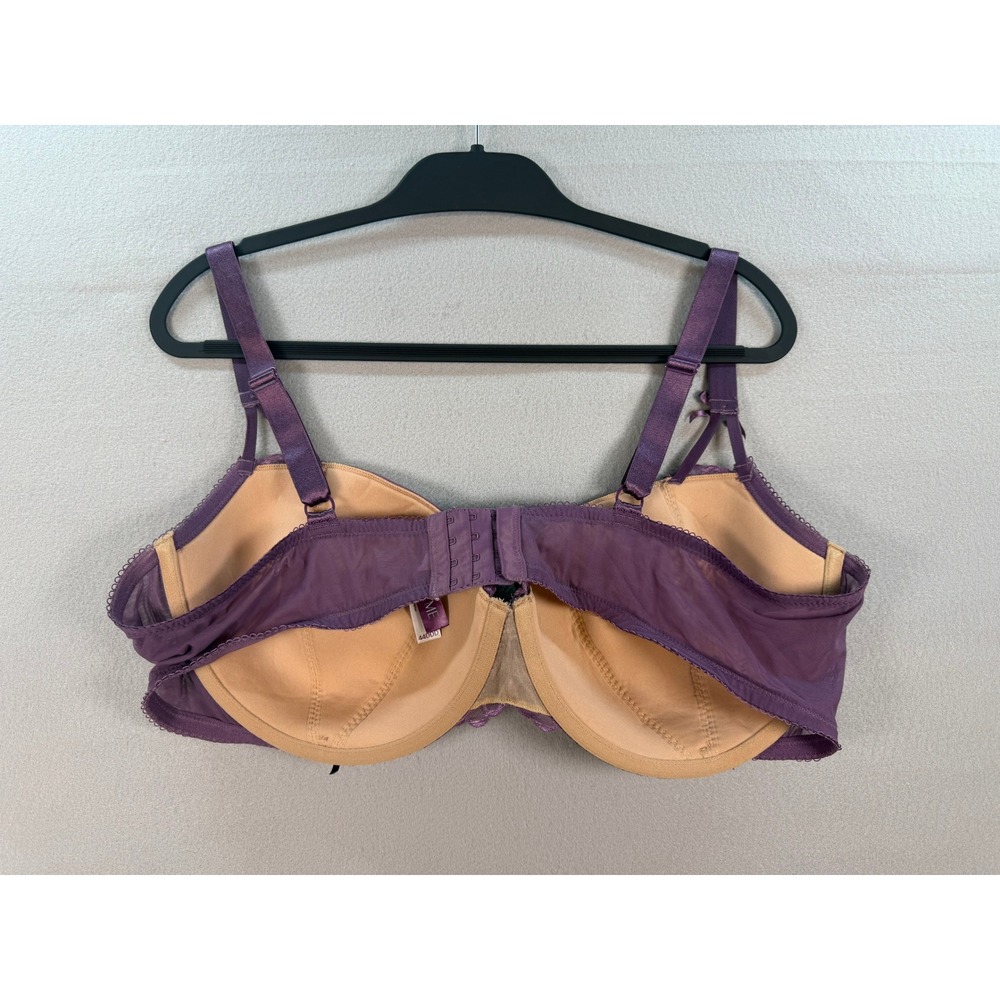 Adore Me Purple Lace Corset Detail Underwire Bra 44DDD Floral Satin Bows - Picture 2 of 7